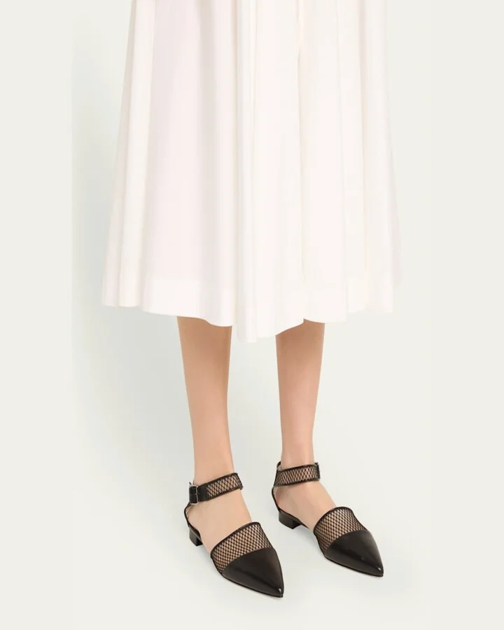 Jatelah Leather Net Ankle-Strap Flats - Image 4