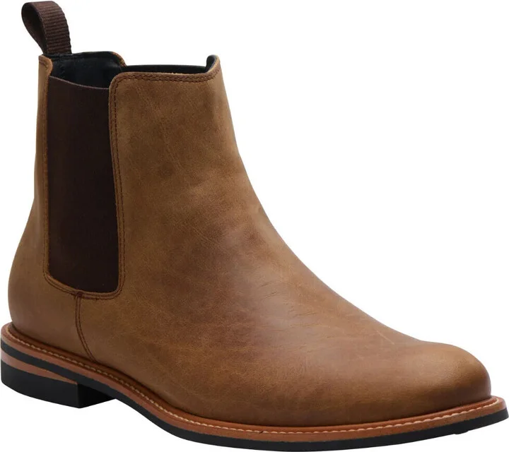 Javier Boot Men's US 10.5 Brown Leather Casual Pull-On Chelsea ZPO341 (Brown,10.5)