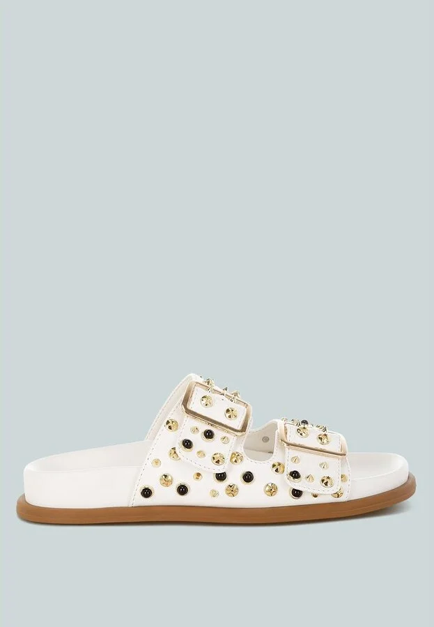 Jayata Metallic Stud Embellished Sliders - Image 2