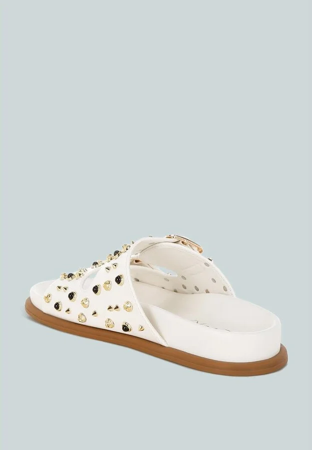 Jayata Metallic Stud Embellished Sliders - Image 3