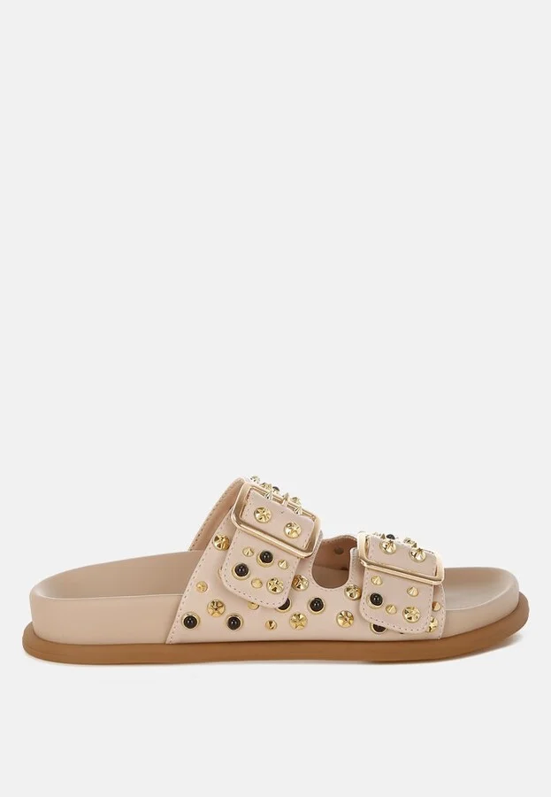 Jayata Metallic Stud Embellished Sliders - Image 5