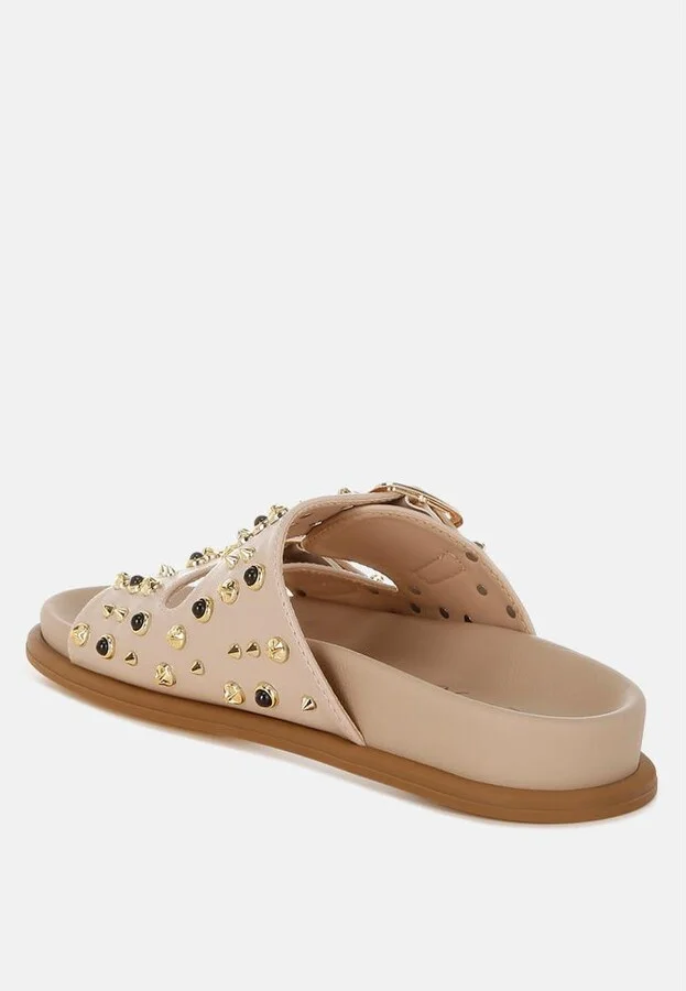 Jayata Metallic Stud Embellished Sliders - Image 6
