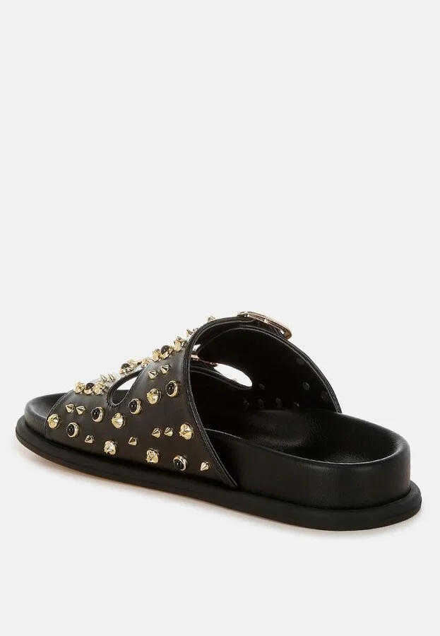 Jayata Metallic Stud Embellished Sliders - Image 8