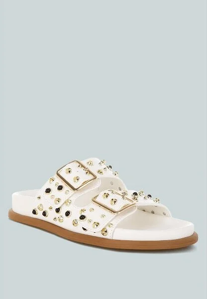 Jayata Metallic Stud Embellished Sliders Women - Image 3
