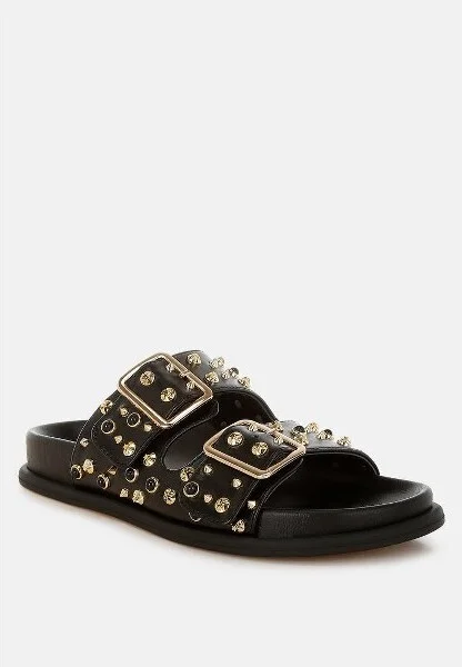 Jayata Metallic Stud Embellished Sliders Women - Image 4