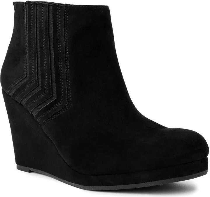 Jayla Womens Faux Suede Wedges Ankle Boots