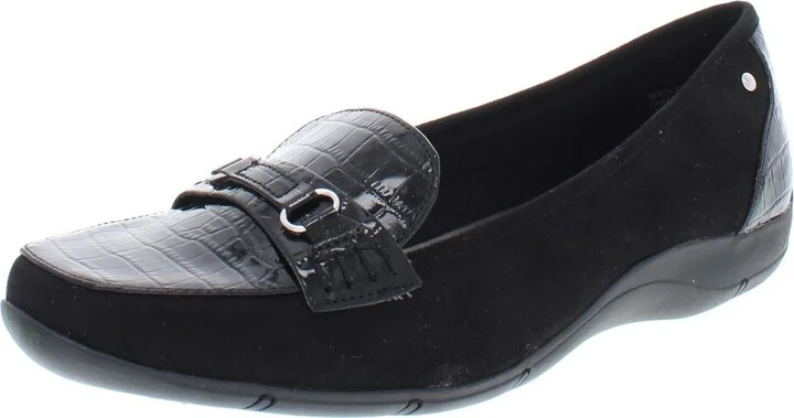 Jazmin Womens Faux Suede Embossed Loafers
