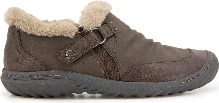 JBU Women's Heather Faux Fur Collar Fashion Comfort Casual Slip On Shoe