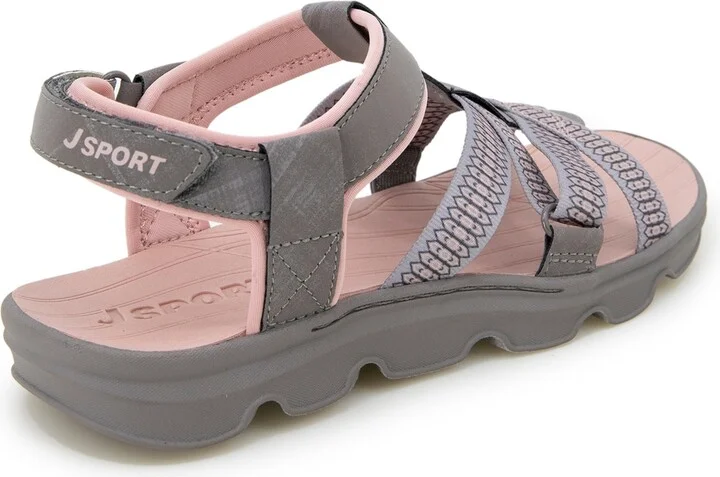 Jbu Women's Kaia Casual Flat Sandals - Gray, Pink - Image 2