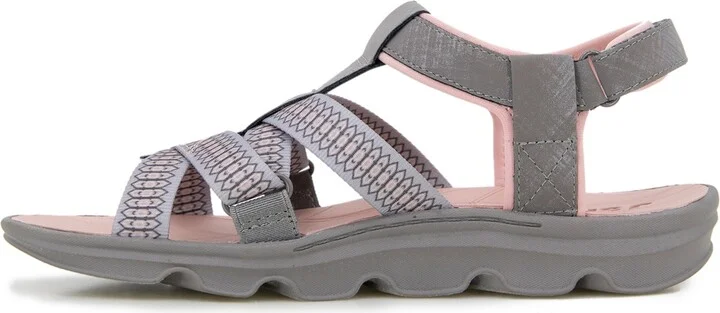 Jbu Women's Kaia Casual Flat Sandals - Gray, Pink - Image 6