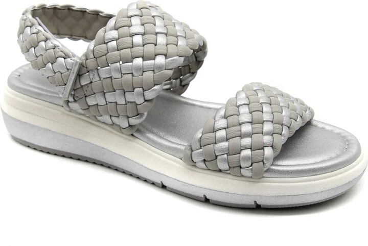 Jbu Women's Leila Wedge Sandal - Grey/Silver