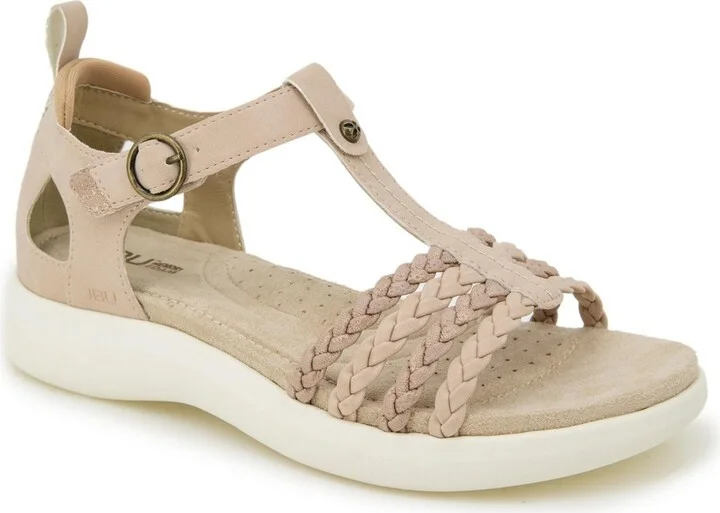 Jbu Women's Prague Round Toe Sandals - Light Tan/Champagne
