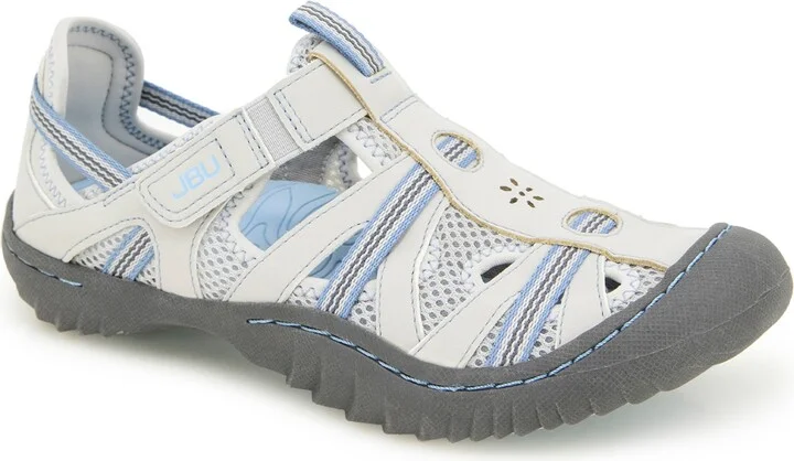 Jbu Women's Regional Water-Ready Strappy Sandal Flats - Light Grey/Stone Blue