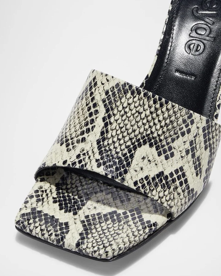 Jeanie Snake-Embossed Mule Sandals - Image 3