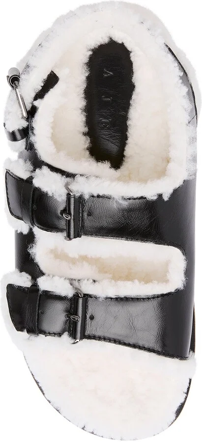 Jeanne Shearling Sandal In Colour Black/Ivory Size 38 - Image 3