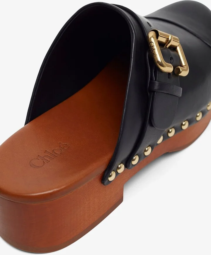Jeannette black leather clogs - Image 4