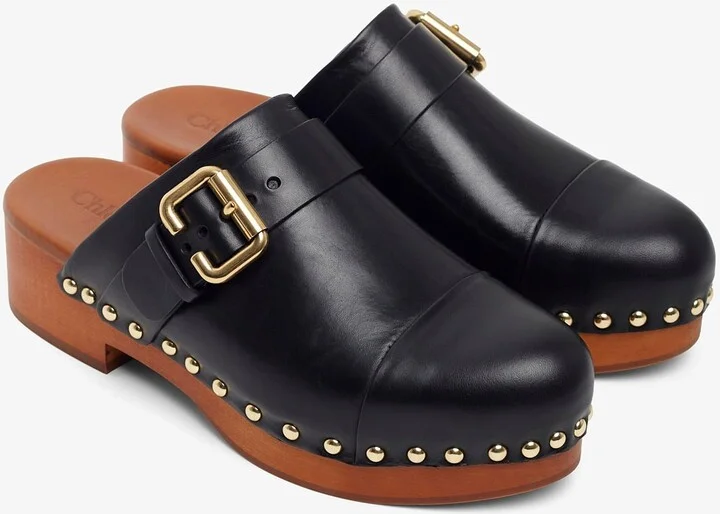 Jeannette black leather clogs - Image 5