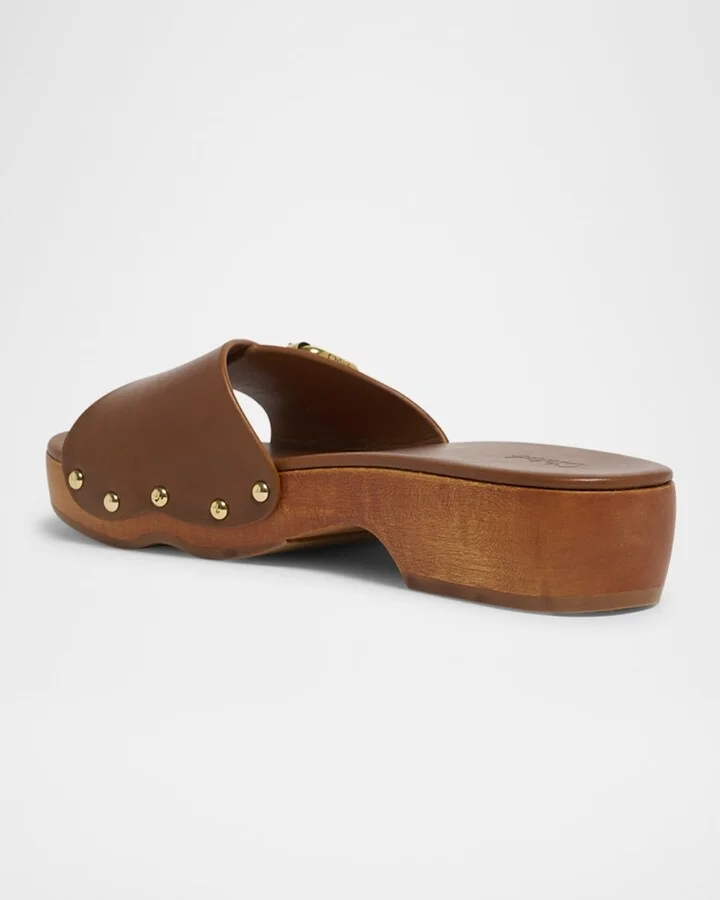 Jeannette Leather Buckle Clog Sandals - Image 4