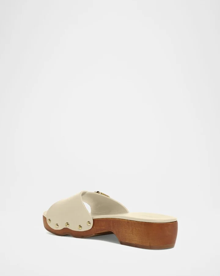 Jeannette Leather Buckle Clog Sandals - Image 5