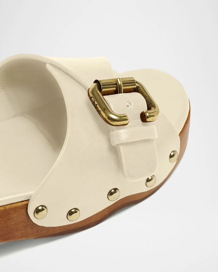 Jeannette Leather Buckle Clog Sandals - Image 7