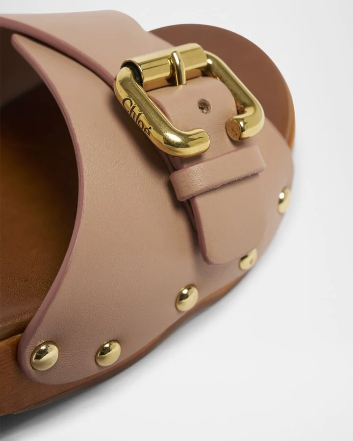 Jeannette Leather Buckle Clog Sandals - Image 5