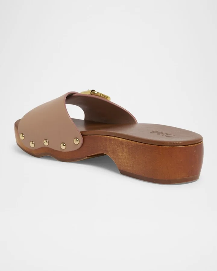 Jeannette Leather Buckle Clog Sandals - Image 11