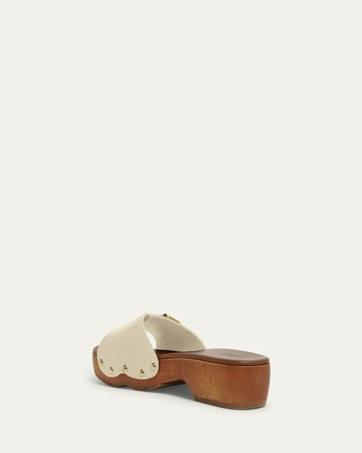 Jeannette Leather Buckle Clog Sandals - Image 2