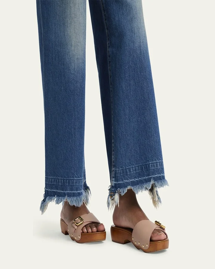 Jeannette Leather Buckle Clog Sandals - Image 3