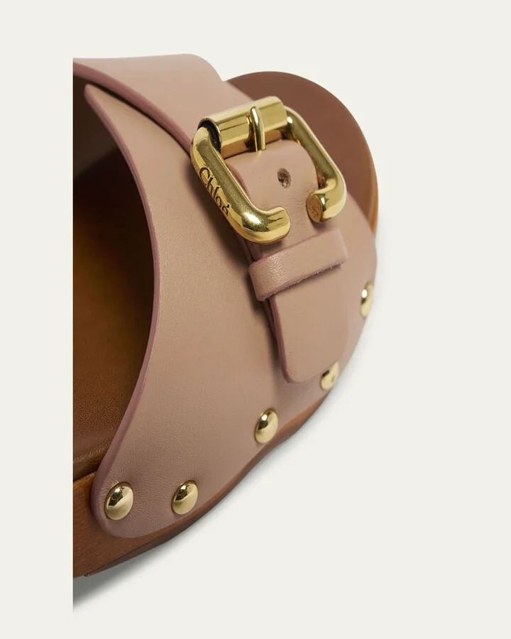 Jeannette Leather Buckle Clog Sandals - Image 4