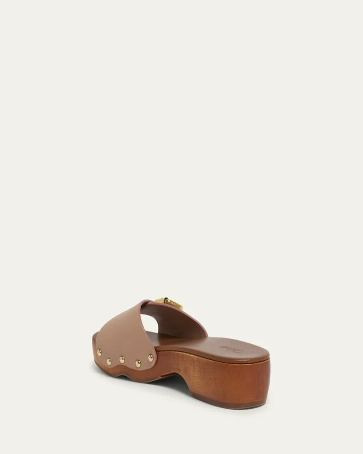 Jeannette Leather Buckle Clog Sandals - Image 10