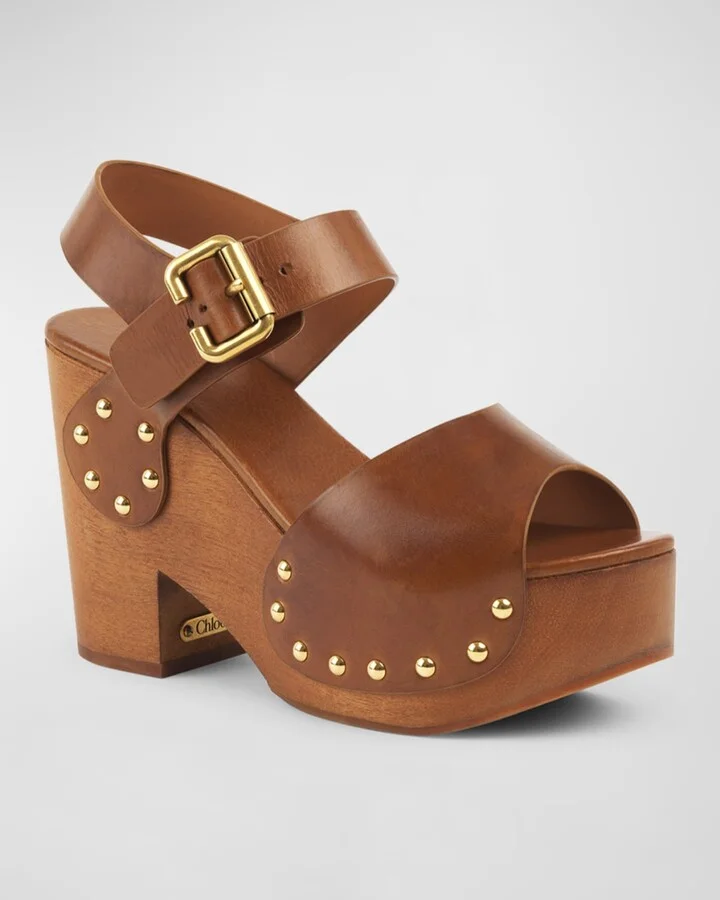 Jeannette Leather Clog Platform Sandals - Image 5