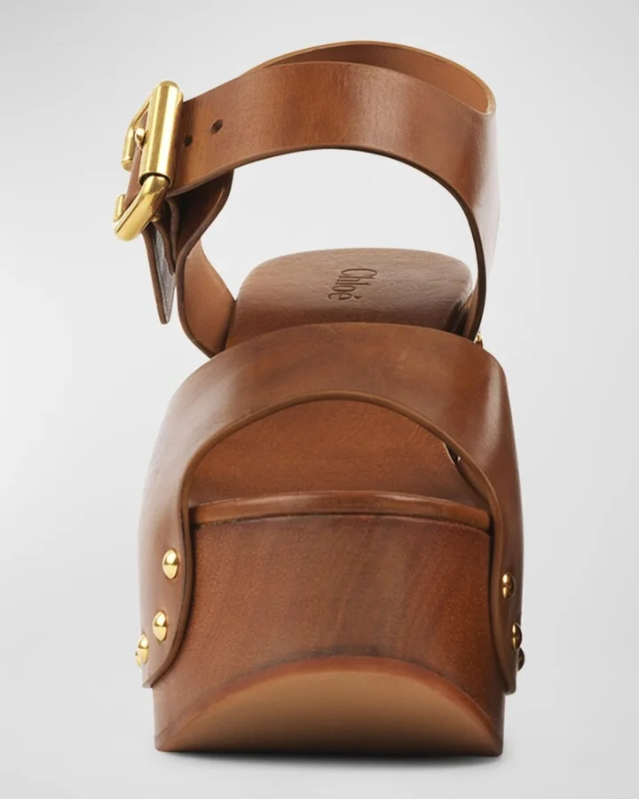 Jeannette Leather Clog Platform Sandals - Image 10