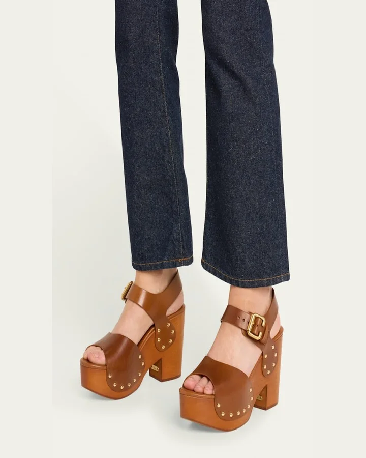 Jeannette Leather Clog Platform Sandals - Image 7