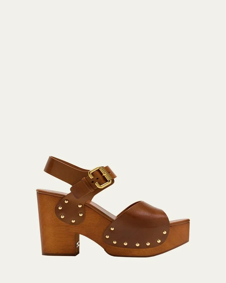 Jeannette Leather Clog Platform Sandals