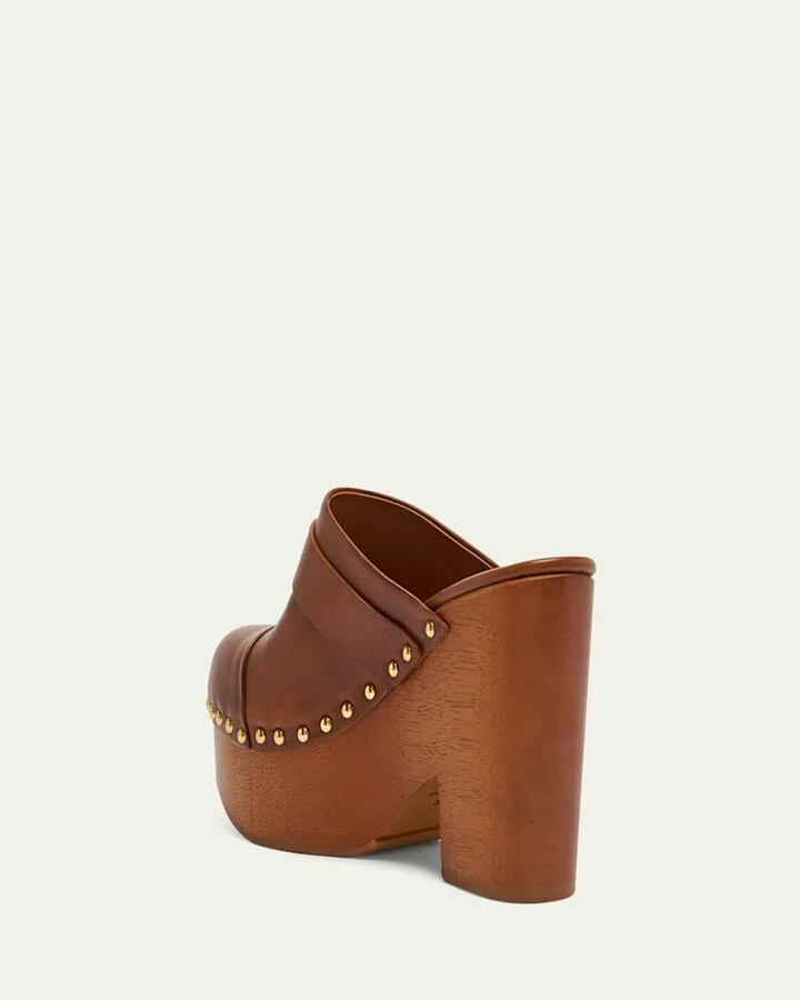 Jeannette Leather Platform Clogs - Image 5