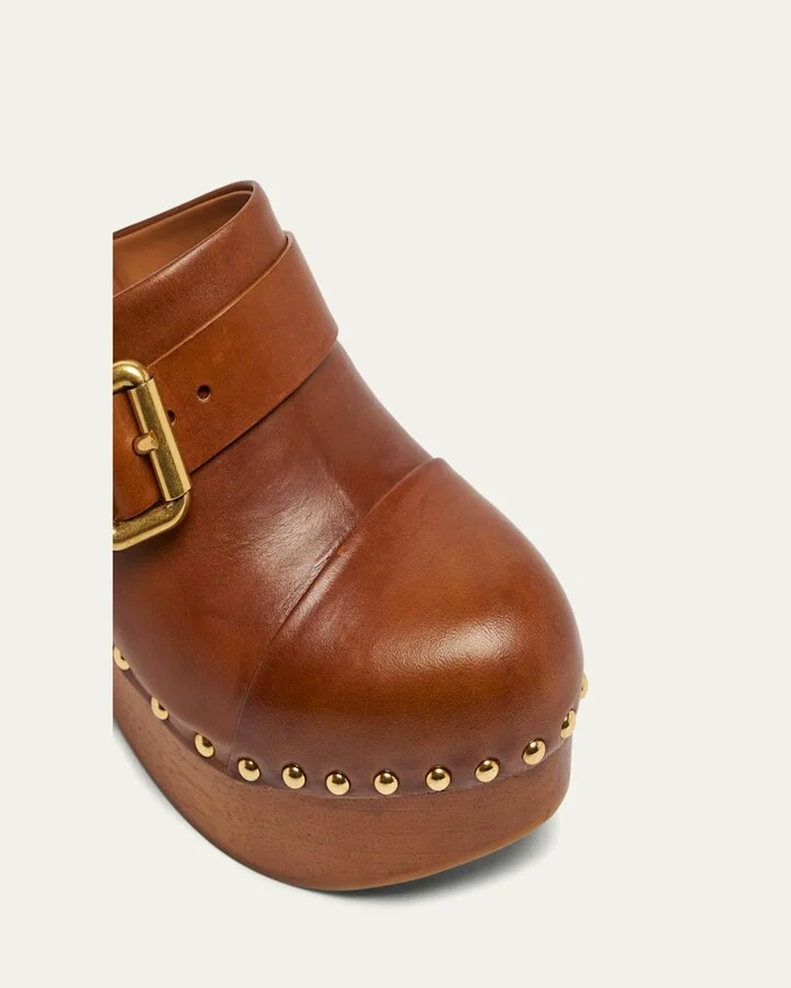 Jeannette Leather Platform Clogs - Image 8