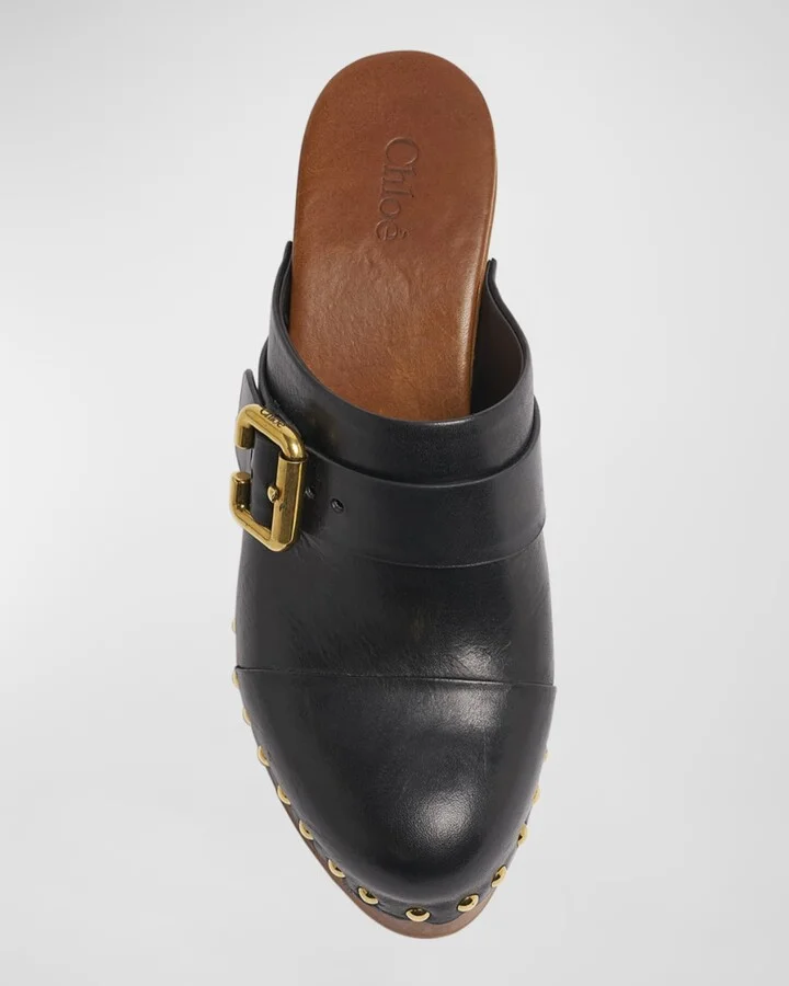 Jeannette Leather Platform Clogs - Image 6