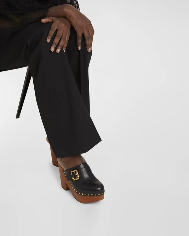 Jeannette Leather Platform Clogs - Image 7