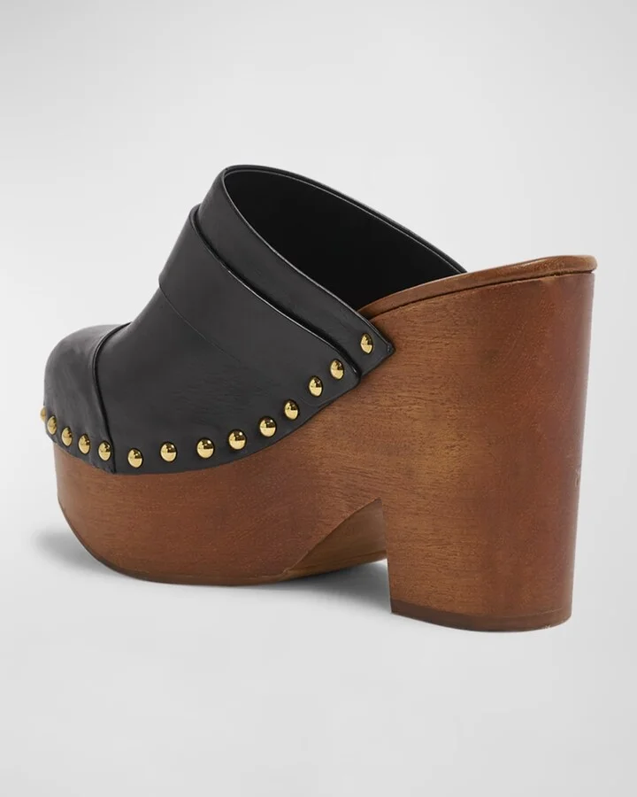 Jeannette Leather Platform Clogs - Image 8