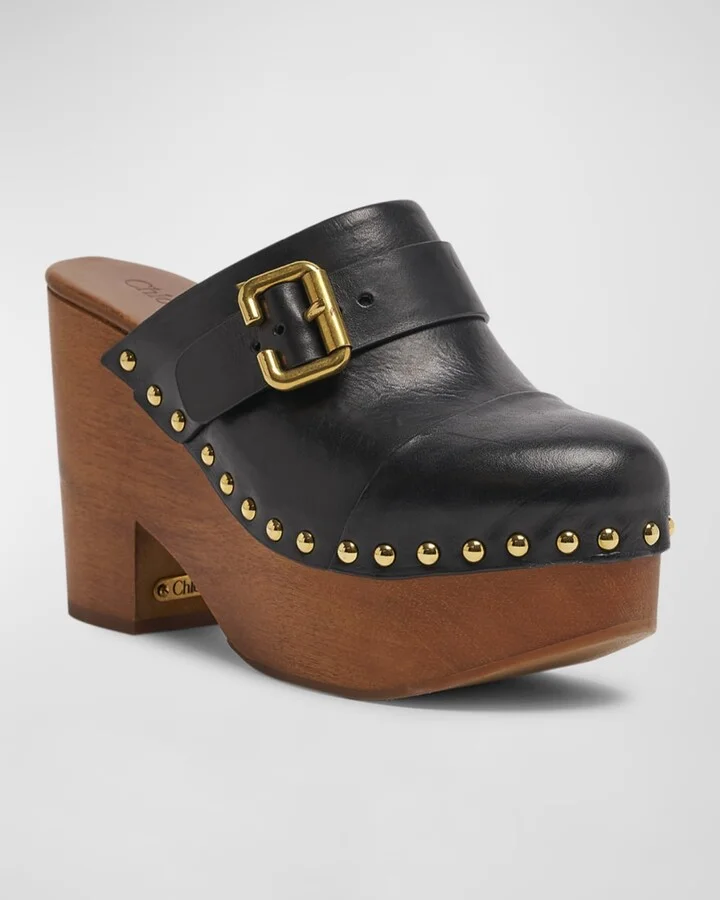 Jeannette Leather Platform Clogs - Image 9