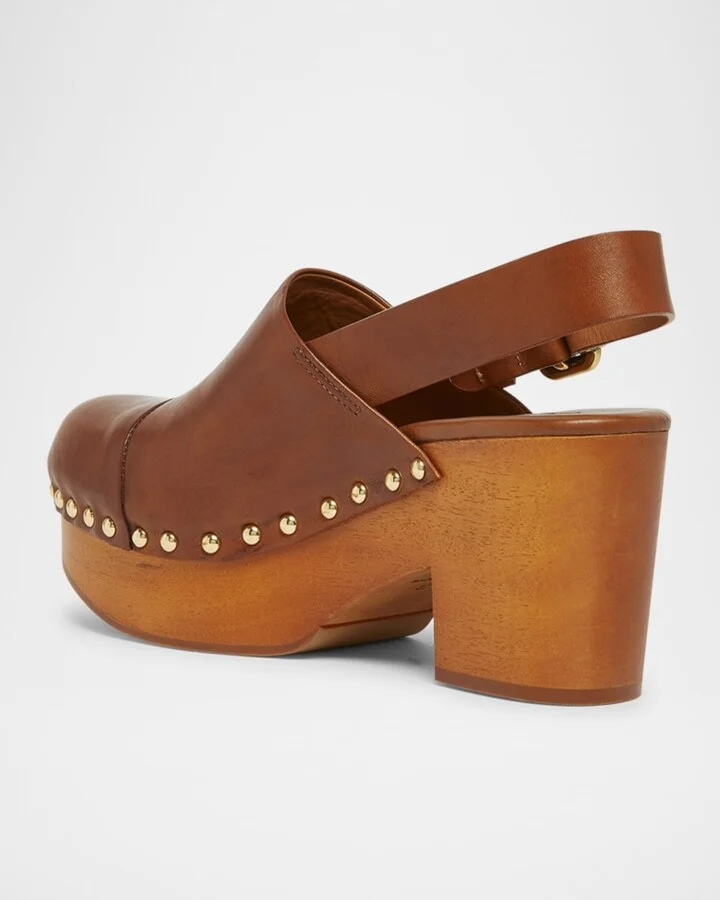 Jeannette Leather Slingback Platform Clogs - Image 3