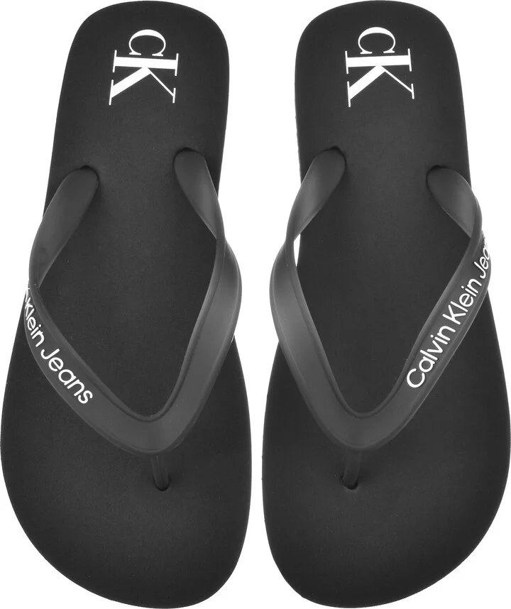 Jeans Logo Beach Flip Flops Black