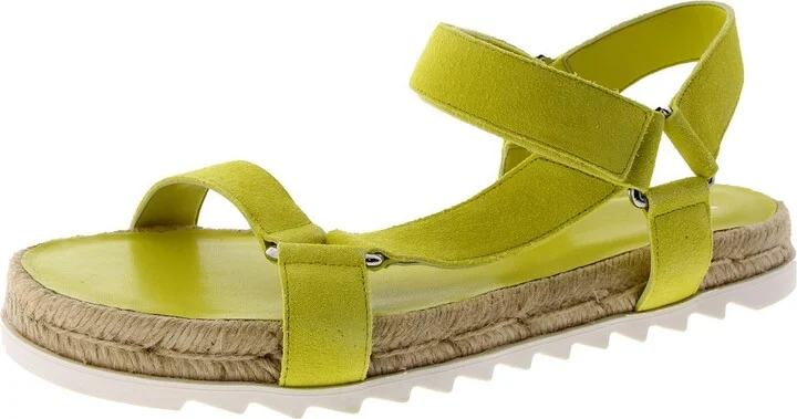 Jecca Womens Leather Cushioned Footbed Flatform Sandals