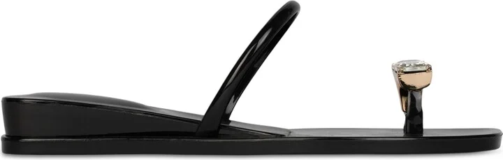 Jeffrey Campbell Balia Gemstome Embellished Flat Jelly Sandals - Black Shiny/Clear - Image 2