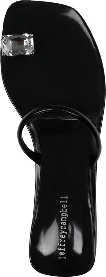 Jeffrey Campbell Balia Gemstome Embellished Flat Jelly Sandals - Black Shiny/Clear - Image 4