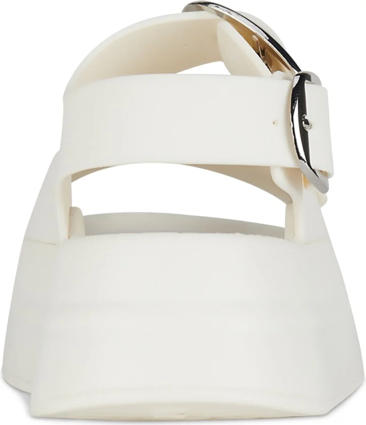 Jeffrey Campbell Blithe Flatform Footbed Sandals - Cream/Silver - Image 3