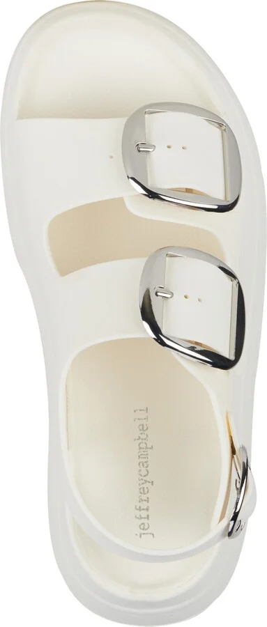 Jeffrey Campbell Blithe Flatform Footbed Sandals - Cream/Silver - Image 4