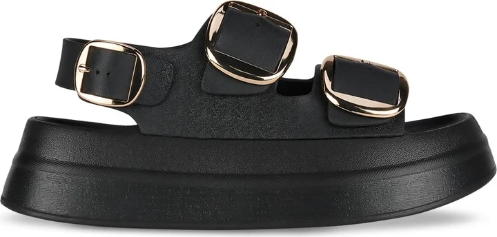 Jeffrey Campbell Blithe Flatform Footbed Sandals - Cream/Silver - Image 6