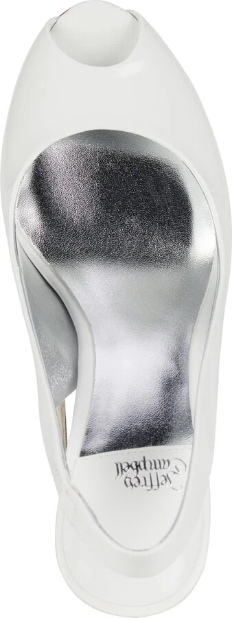 Jeffrey Campbell Charis Peep-Toe Slingback Pumps - White Patent/Silver - Image 4
