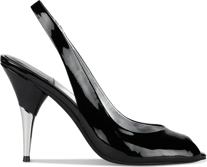 Jeffrey Campbell Charis Peep-Toe Slingback Pumps - White Patent/Silver - Image 6